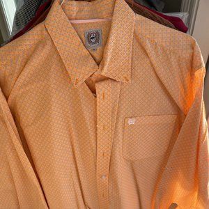 Men's Orange Cinch Button Down Shirt